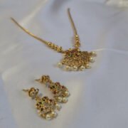 Alternative view of Royal Floral Pendant Necklace Set with Pearl Drops