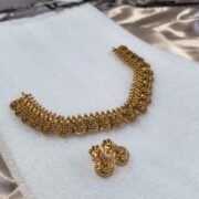 Alternative view of Royal Temple Coin Necklace Set with Goddess Lakshmi Motifs