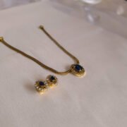 Alternative view of Royal Oval Stone Pendant Necklace Set with Matching Earrings