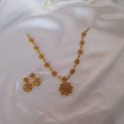 Royal Navratna Floral Pendant Necklace Set with Earrings