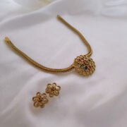Alternative view of Navratna Floral Temple Necklace Set