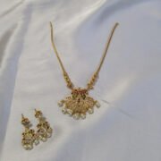 Royal Floral Pendant Necklace Set with Pearl Drops