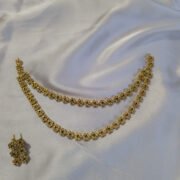 Royal Navratna Twin Layer Floral Necklace Set with Matching Earrings