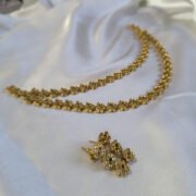 Alternative view of Royal Navratna Twin Layer Floral Necklace Set with Matching Earrings