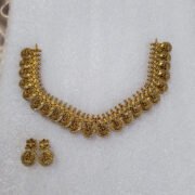 Royal Temple Coin Necklace Set with Goddess Lakshmi Motifs