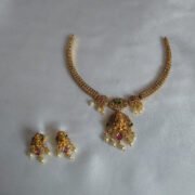 Temple Jewellery Pearl Drops Necklace Set with God Venkateshwara Pendant