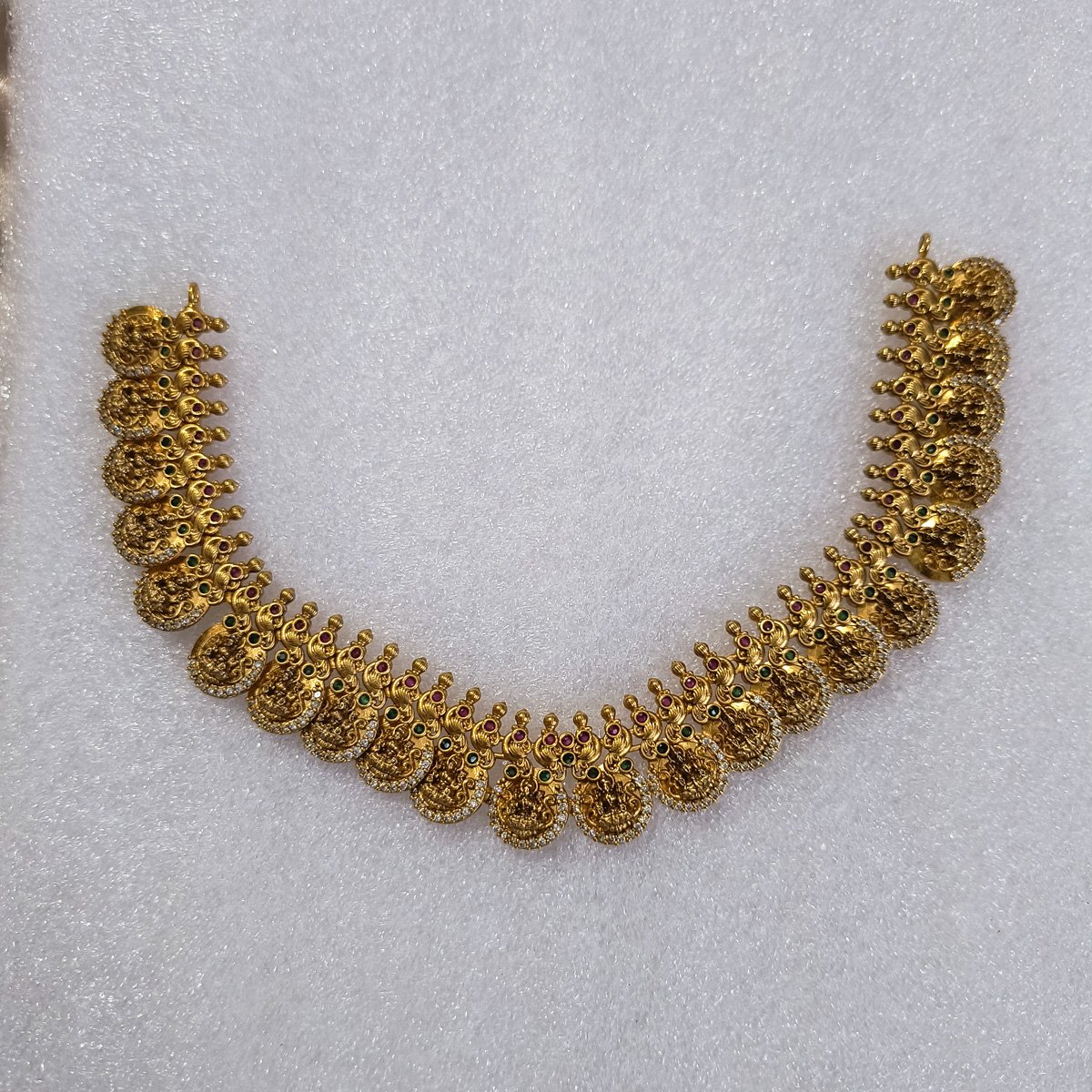 Royal Temple Coin Necklace Set with Goddess Lakshmi Motifs - Image 5