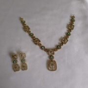 Luxury Geometric Tri-Color Gold Finish Necklace Set with Earrings